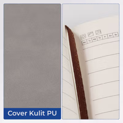 Toddi Notebook Jurnal A6 Mini 160 Halaman Cover PU Leather Premium - CW-32 - Gray — gambar 2
