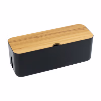 CARPRIE Kotak Kayu Organizer Manajemen Kabel Charger - FT-100 - Black — gambar 2