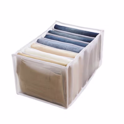 Junejour Kotak Sekat Pembatas Pakaian Organizer Jeans Box 7 Grid - M1468 - White — gambar 2