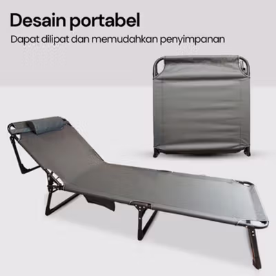 Zero Gravity Kursi Kasur Lipat Portable Folding Escort Bed - NG1 - Black — gambar 2