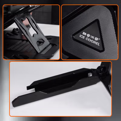 ICE COOREL Laptop Stand Adjustable Angle with Smartphone Holder - E5 - Black — gambar 2
