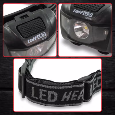 TaffLED Headlamp LED Multifunction Outdoor Lighting 3W - GD63 - Black — gambar 2