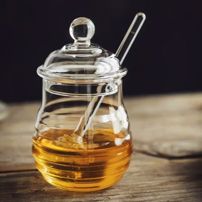 BalmyDays Gelas Tempat Madu dan Selai Borosilicate Glass 250ml - S2083 - Transparent — gambar 2