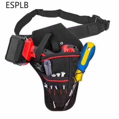 ESPLB Tas Pinggang Perkakas Drill Holster Tool Bag Sarung Bor Kanvas - GJ0199 - Black — gambar 2