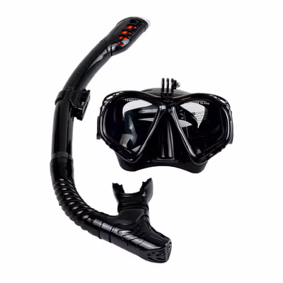 TaffSPORT Kacamata Selam Snorkeling Wide View GoPro Mount Diving Mask - AS304 - Black — gambar 2