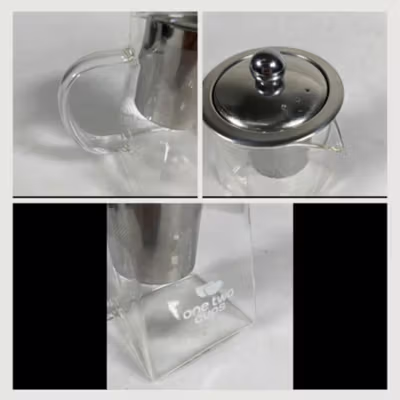 One Two Cups Teko Teh Kaca Saringan Tahan Panas Api Infuser Teapot 350ml - TP-761 - Transparent — gambar 2