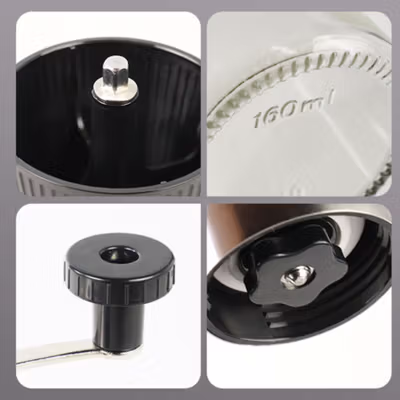 One Two Cups Alat Penggiling Kopi Manual Coffee Grinder 160ml - CF012 - Black — gambar 2