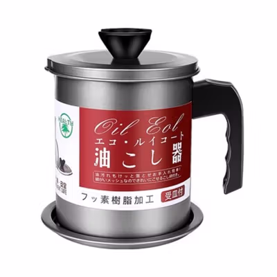 HEALTH Tempat Saringan Minyak Oil Strainer Pot Stainless Steel 1.4L - G2103 - Gray — gambar 2