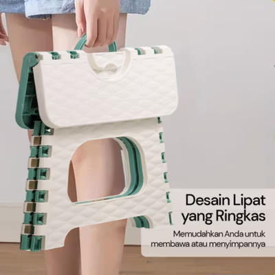 HUIXINGWANG Kursi Lipat Foldable Chair Stool - DCC02 - White/Green — gambar 2