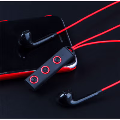 Earphone Bluetooth V5.1 EDR Sports with Magnetic Neckband - BT313 - Black — gambar 2