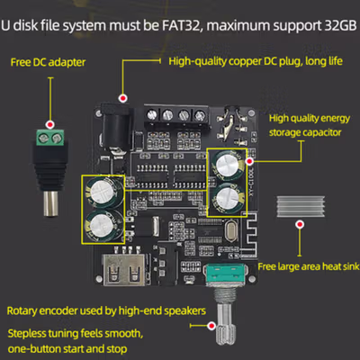 Sinilink XINYI Audio Amplifier Bluetooth 5.0 Class D 2x100W - XY-C100L - Black — gambar 2