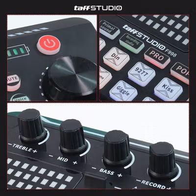 TaffSTUDIO Pro Audio Bluetooth Mixer Sound Card Live Broadcast Karaoke - F998 - Black — gambar 2