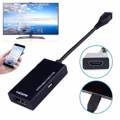 ROBOTSKY Micro USB to HDMI MHL Adaptor for Smartphone - S2 - Black — gambar 2