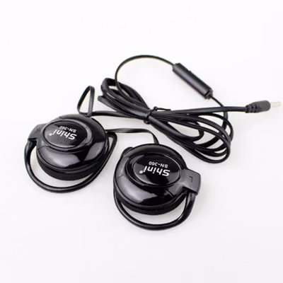 Shini Earhook Clip-on Headphone Sporty with Mic - SN360 - Black — gambar 2