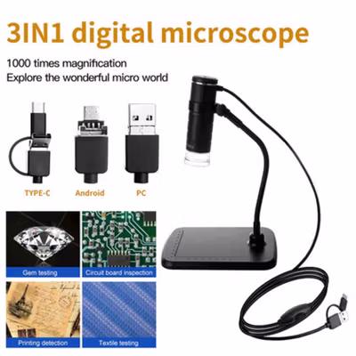KKMOON Mikroskop Digital USB Android HD 1000x Magnification - AN104 - Black — gambar 2