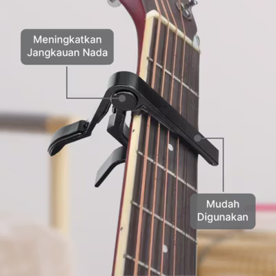 Capo Gitar Ukulele Aluminium Clamp Note Riser - M556 - Black — gambar 2