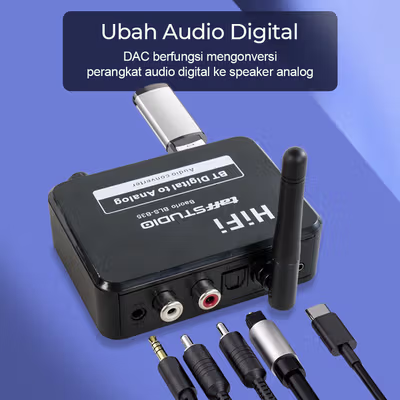TaffSTUDIO DAC Audio Bluetooth 5.3 Receiver HiFi Digital to Analog - BLS-B35 - Black — gambar 2