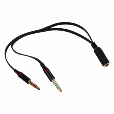 TaffSTUDIO Splitter Audio Jack Female ke Dual 3.5mm Male (Mic+Hear) - L43 - Black — gambar 2