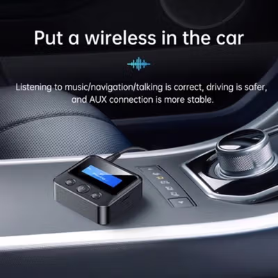VIKEFON Wireless Bluetooth Audio Transmitter Receiver 5.0 AUX 3.5mm - C39S - Black — gambar 2