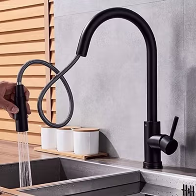 FACAZ Keran Wastafel Sensor Sentuh Pull Out Sink Faucet 360 Rotation - FAC36 - Black — gambar 2