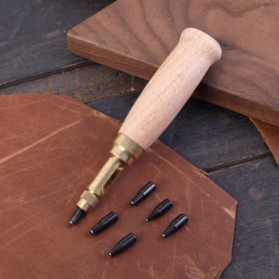 MIUSIE Alat Pembolong Tali Pinggang Hole Punch 6 Tip 1.5-4mm - MU0179 - Bronze — gambar 2