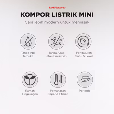TaffHOME Kompor Listrik 1 Tungku Mini Portable Hot Plate 500W - H1-500-10 - Black — gambar 2