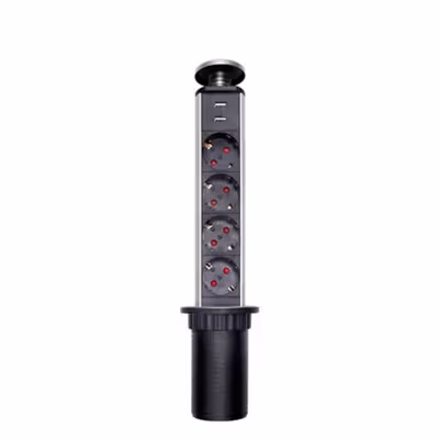 YYJSDZ Stop Kontak Tanam Pop Up Electric Plug Socket with USB Port 4 Port - CF2US - Black — gambar 2