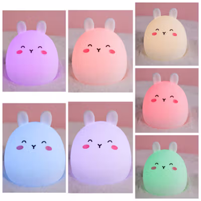 ANTINIYA Lampu Tidur LED Model Kelinci 7 Color USB Rechargeable 1.2W - M22 - White — gambar 2
