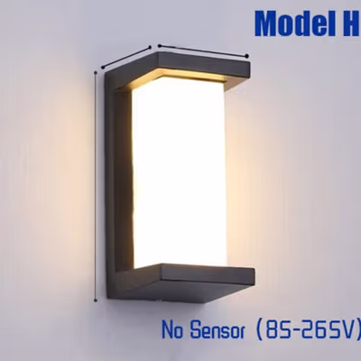 GAVT Lampu Dinding Hias Outdoor Wall Light 18W 26cm Warm White Model H - OWL05H - Black — gambar 2
