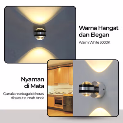 TaffLED Lampu Dinding Hias Modern Wall Lamp LED 6W Warm White 85-265V - WLA8286 - Silver — gambar 2