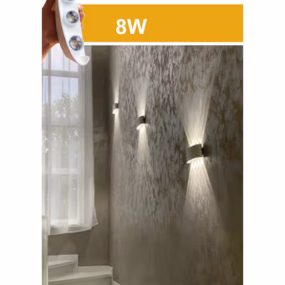 TaffLED Lampu Dinding Hias Outdoor Aluminium 8W 8 LED Warm White - RL-B15 - White — gambar 2
