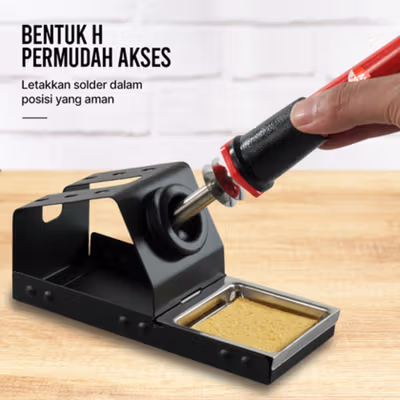 LISM Dudukan Solder bentuk H Screw Hole Sponge Soldering Stand Holder - LISH16 - Black — gambar 2