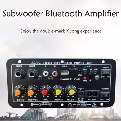 TaffSTUDIO Amplifier Board Audio Bluetooth USB FM Subwoofer DIY 400W - D10OK - Black — gambar 2