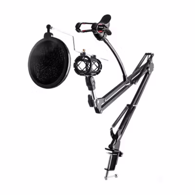 TaffSTUDIO Condenser Microphone Stand Holder 360 Lazypod Clamp - NB-35 - Black — gambar 2