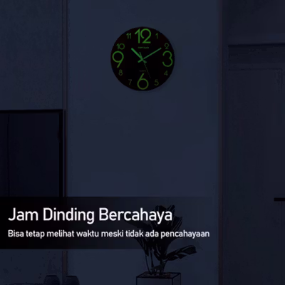 TaffHOME Jam Dinding Bulat Quartz Luminous Silent Movement 30cm MDB3 - Wooden — gambar 2