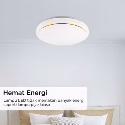 Dreamburgh Lampu Plafon LED Minimalis Modern 30W 33cm Cool White - DZ574 - White/Gold — gambar 2