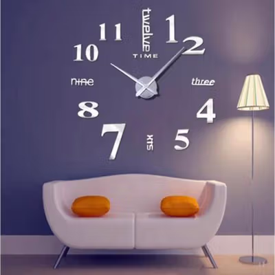 TaffHOME Jam Dinding DIY Quartz Silent Movement Big Size 90-100cm - DIY-101 - Silver — gambar 2