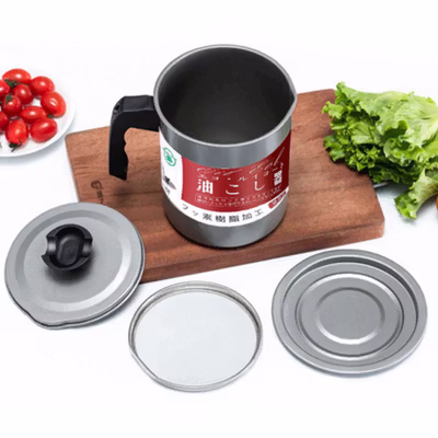 HEALTH Tempat Saringan Minyak Oil Strainer Pot Stainless 1.7L - G2103 - Gray — gambar 2