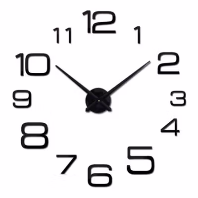 TaffHOME Jam Dinding Besar DIY Giant Wall Clock 100cm Model Numeral - JM-16 - Black — gambar 2