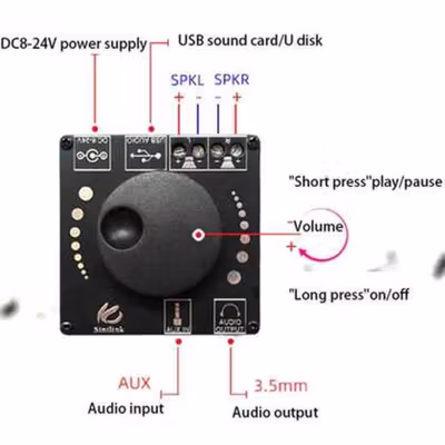 Sinilink Audio Amplifier HiFi Bluetooth 5.0 APD3016D 2x50W - XY-AP15H - Black — gambar 2