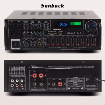 Sunbuck Audio Amplifier Bluetooth EQ Karaoke FM 2000W - AV-326Z PLUS - Black — gambar 2
