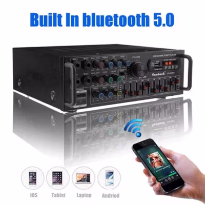 Sunbuck Audio Amplifier Bluetooth EQ Karaoke FM Radio 2000W - AS-336BU - Black — gambar 2