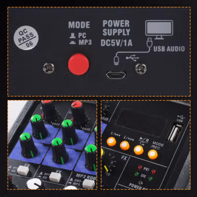 TKL Audio Console Karaoke DJ KTV Mixer 4 Channel with 2 Microphone - TKR2 - Black — gambar 2