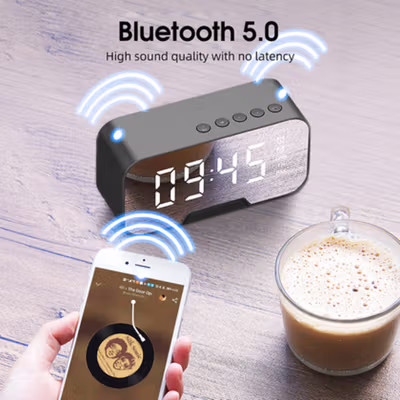 Bannixing Jam Alarm Clock with Bluetooth Active Speaker TF AUX FM - G50 - Black — gambar 2