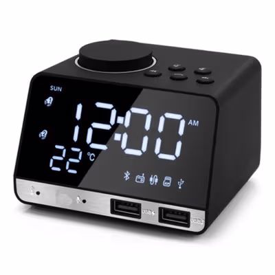 Inlife Jam Meja Bluetooth Active Speaker Alarm Clock Radio USB Charge - K11 - Black — gambar 2