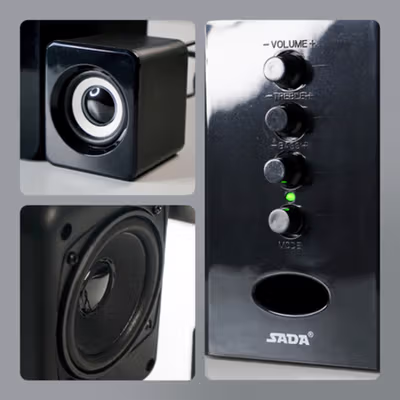 SADA Active Speaker Stereo 2.1 with Subwoofer and USB Power - D-202 - Black — gambar 2