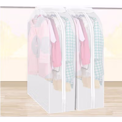 TaffHOME PEVA Cover Pakaian Anti Debu Cloth Organizer 60x50x110cm - PE1 - Transparent — gambar 2