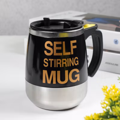 Ban Xi Lie Cangkir Aduk Otomatis Baterai AAA Self Stirring Mug 400ml - QT-002 - Black — gambar 2