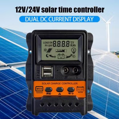 SolaBright Solar Charge Controller PWM Battery Regulator 12V/24V 30A - K-1688 - Black — gambar 2