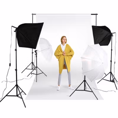 TaffSTUDIO Portrait Foto Studio Day Lighting Kit with Backdrop - LD-TZ25 - No Color — gambar 2